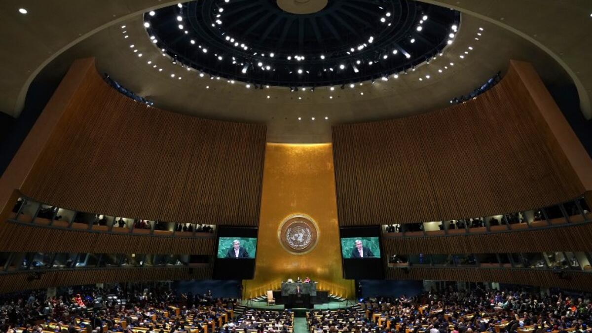 Antonio Guterres Secretary-General of the United Nations speaks during the General Debate of the 73rd session of the General Assembly at the United Nations in New York September 25, 2018. 
TIMOTHY A. CLARY / AFP