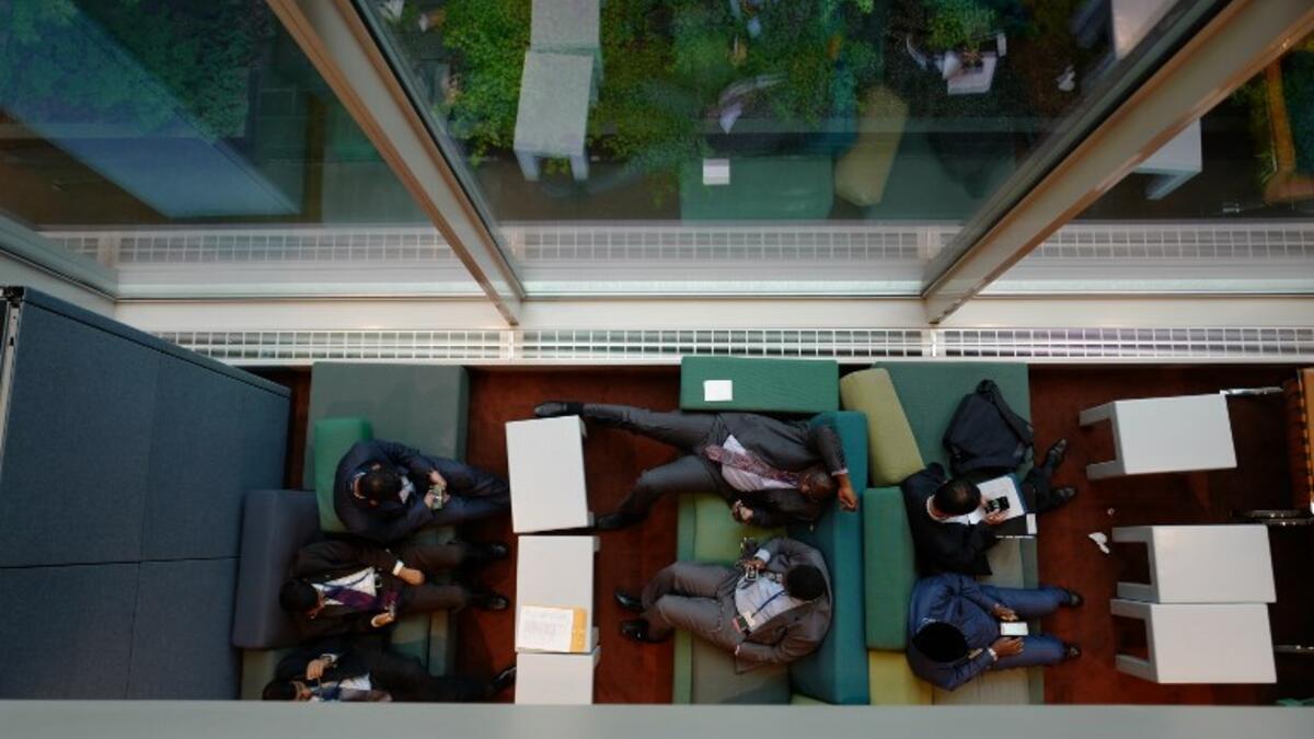 Journalists work in the corridors of the United Nations headquarters in New York City on September 25, 2018 during the annual general assembly. 
Ludovic MARIN / AFP