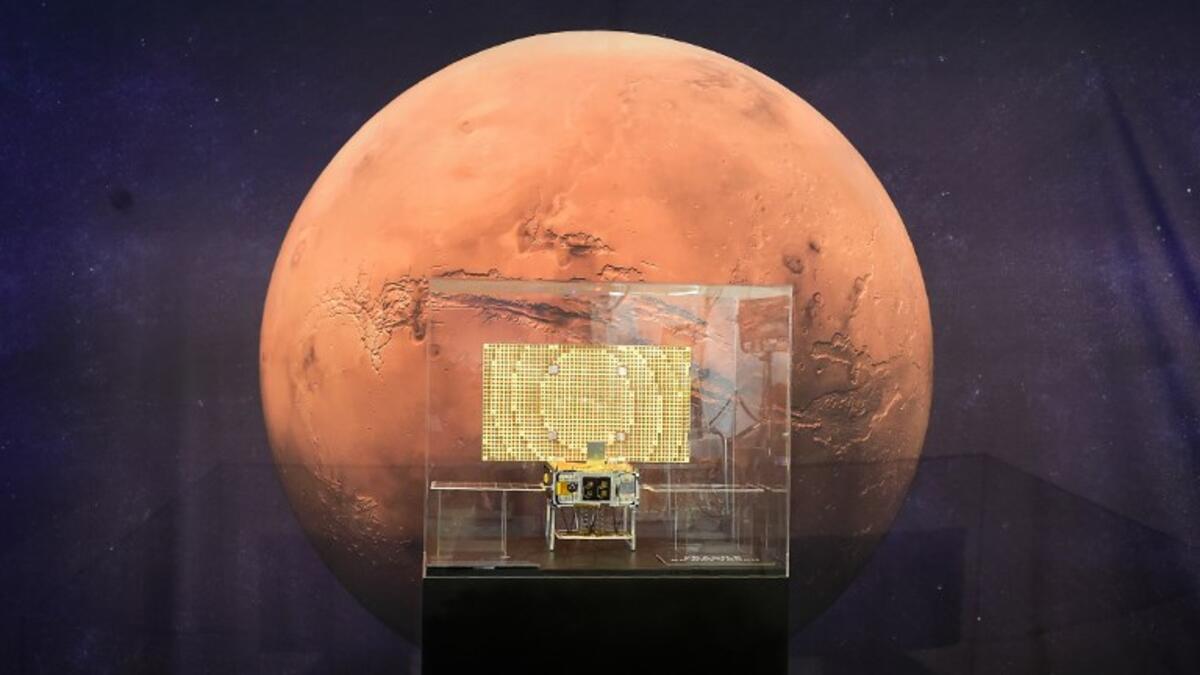 The MarCo, one of two CubeSats launched and following the InSight, marking the first time this kind of spacecraft has flown into deep space, is on display at the NASA Jet Propulsion Laboratory (JPL) in Pasadena, California.
Frederic J. BROWN / AFP