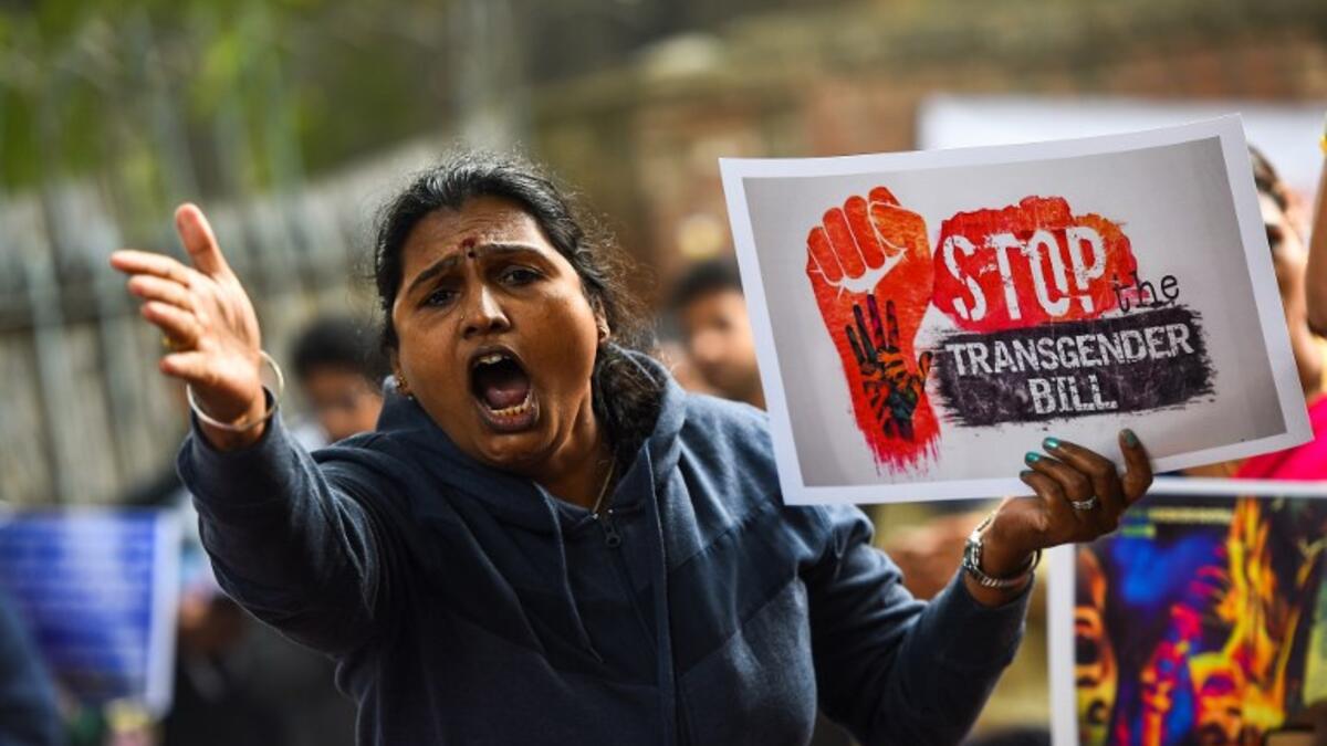 The activists are protesting the Transgender Persons (Protection of Rights) Bill 2018 that was recently passed by the Lok Sabha.
CHANDAN KHANNA / AFP