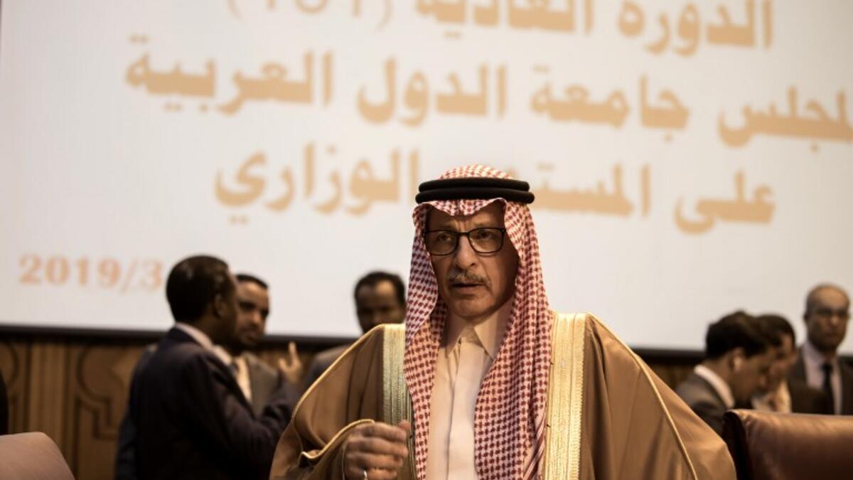 Saudi Minister of State for African Affairs Ahmed Kattan attends a meeting of the Arab League Foreign Ministers at its headquarters in the Egyptian capital Cairo on March 6, 2019. 
Khaled DESOUKI / AFP