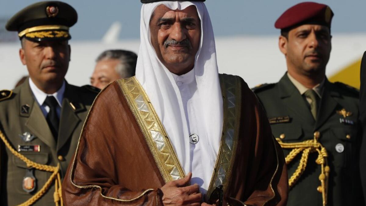 Ruler of the United Arab Emirate of Fujairah Sheikh Hamad al-Sharqi is pictured upon his arrival at Tunis-Carthage International Airport to attend the Arab Summit, in the Tunisian capital Tunis on March 30, 2019. 
Hussein Malla / POOL / AFP