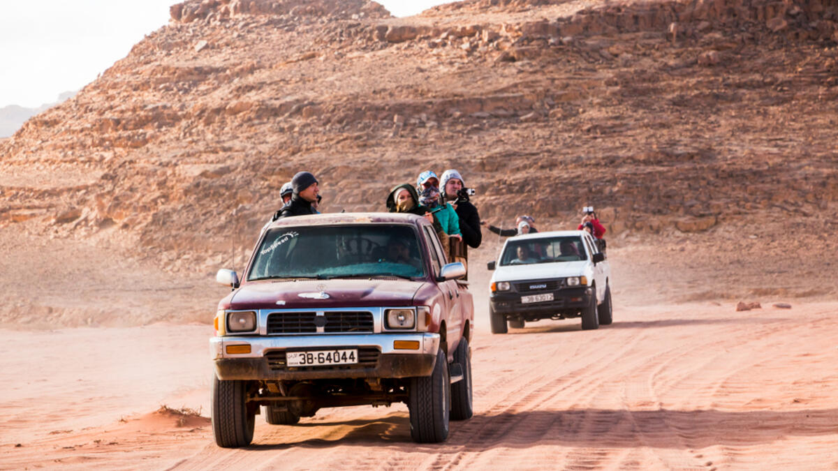 Bedouin's car jeeps and tourists in it in Wadi Rum desert in Jordan (Shutterstock/File Photo)