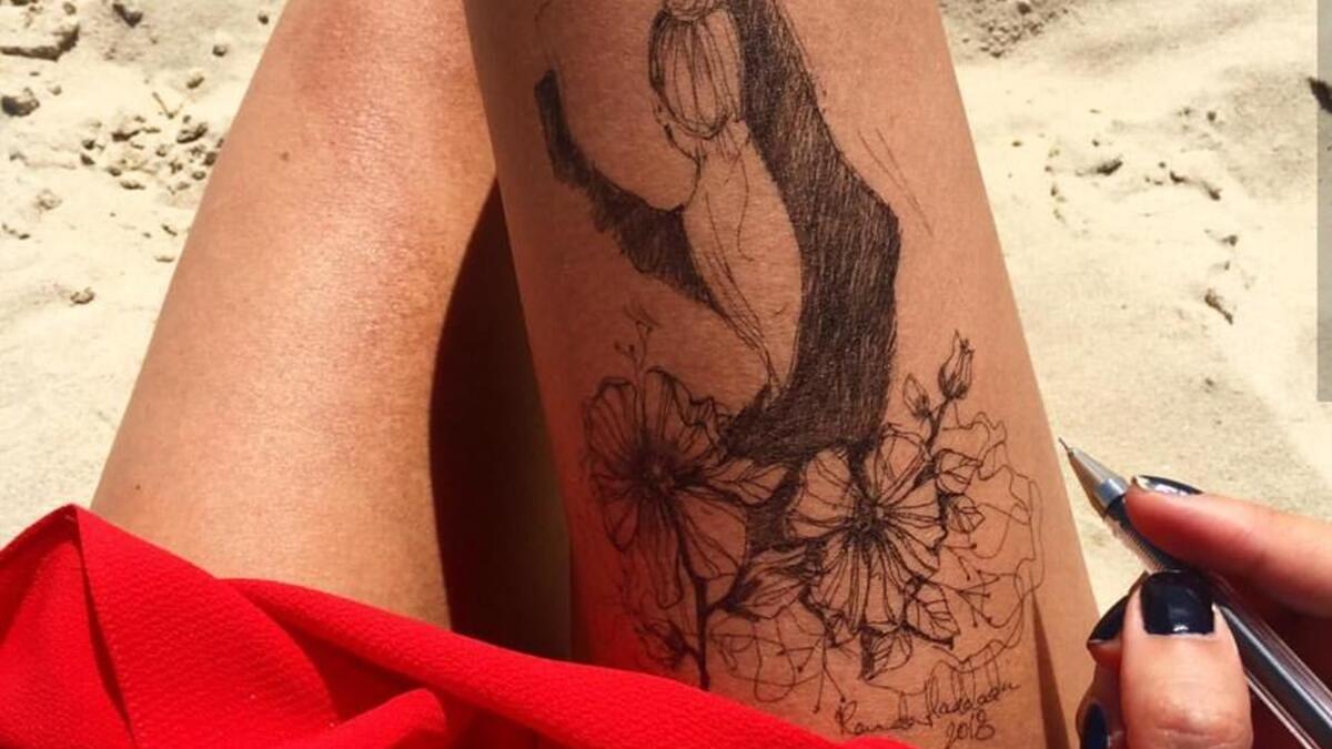 Randa Haddadin draws on her body for fun. (Facebook)