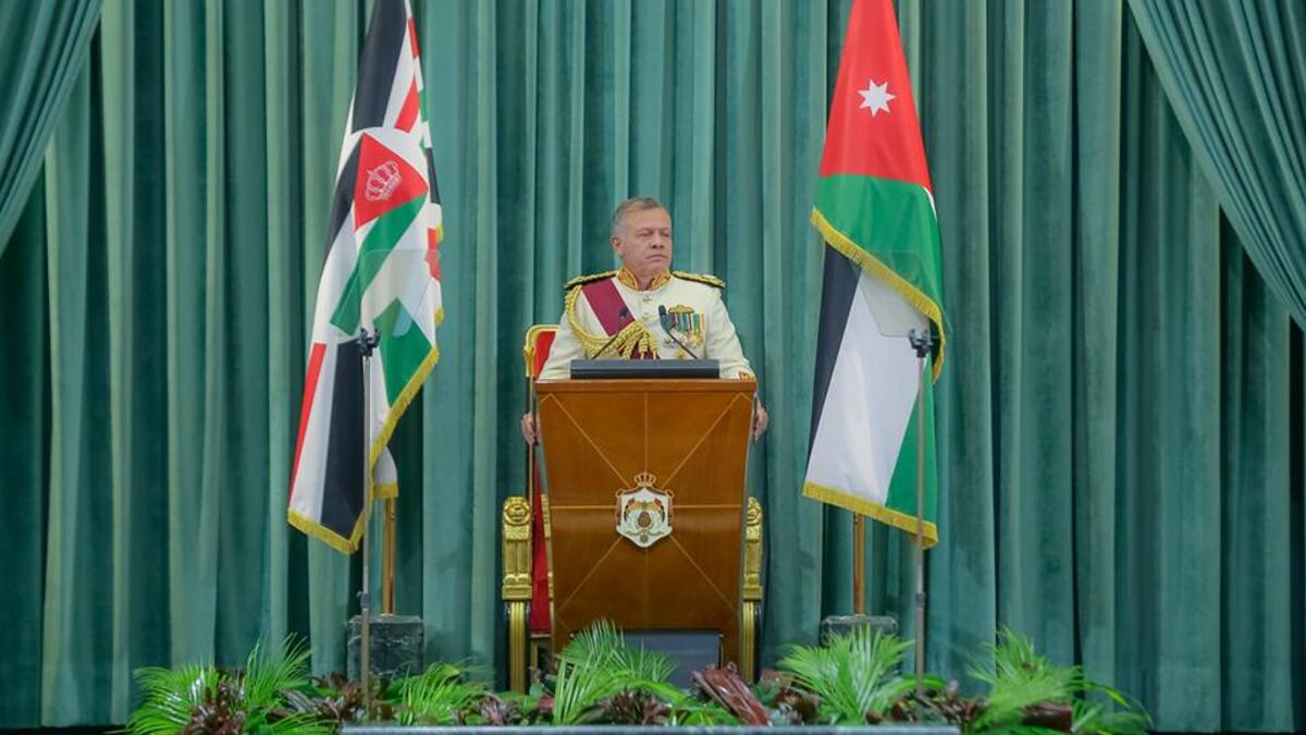 His Majesty King Abdullah II delivers the Speech from the Throne. (Faceook/ @RHCJO)