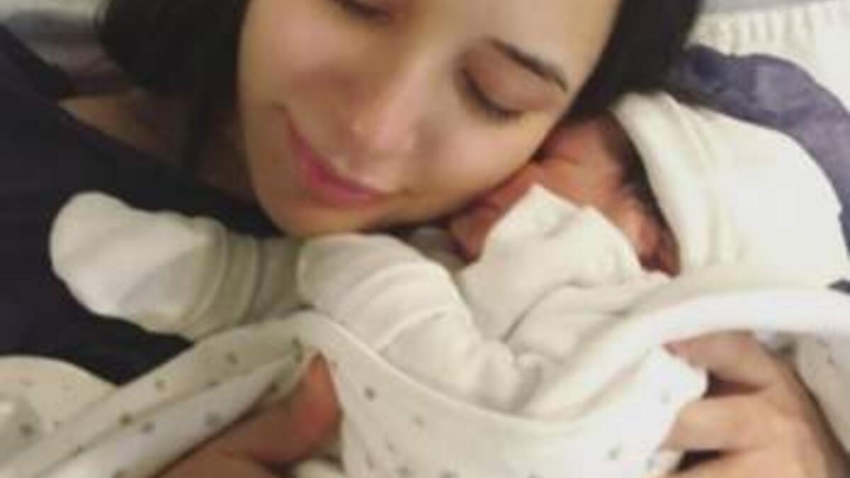 ساندي أنجبت مولودها الأول "راين" من زوجها المخرج حازم كتانة يوم  13 ديسمبر