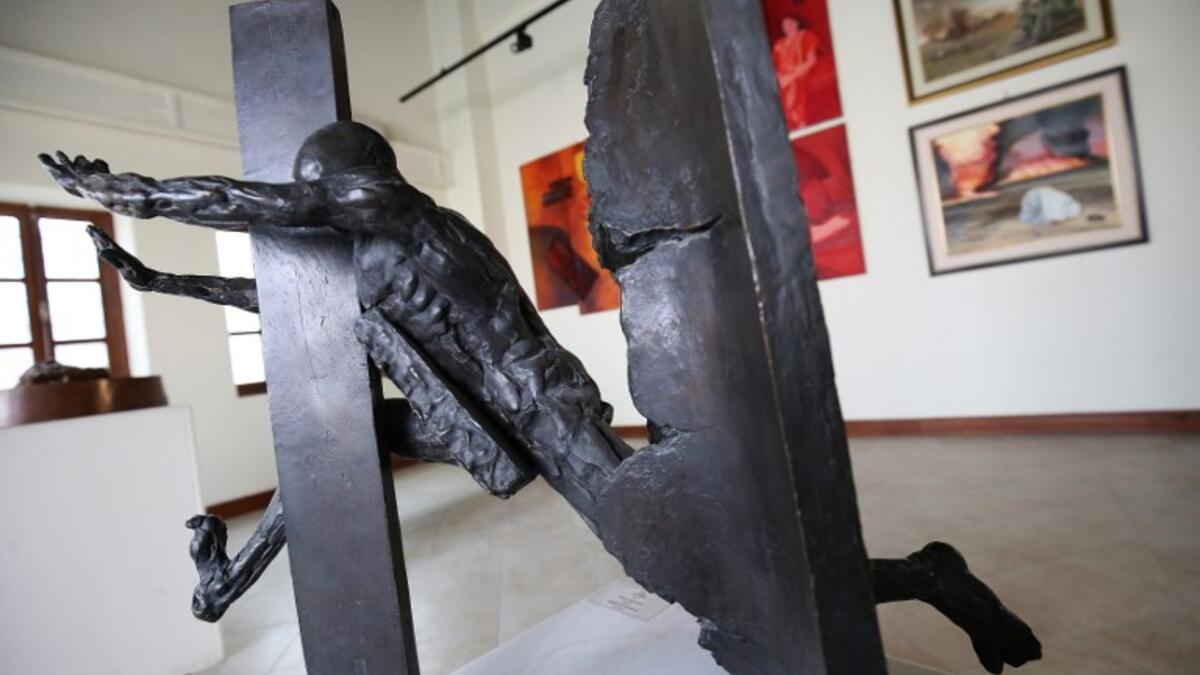 A picture taken at the Museum of Modern Art in Kuwait City on October 4, 2018, shows a sculpture by Kuwaiti artist Sami Mohammed. 
Yasser Al-Zayyat / AFP