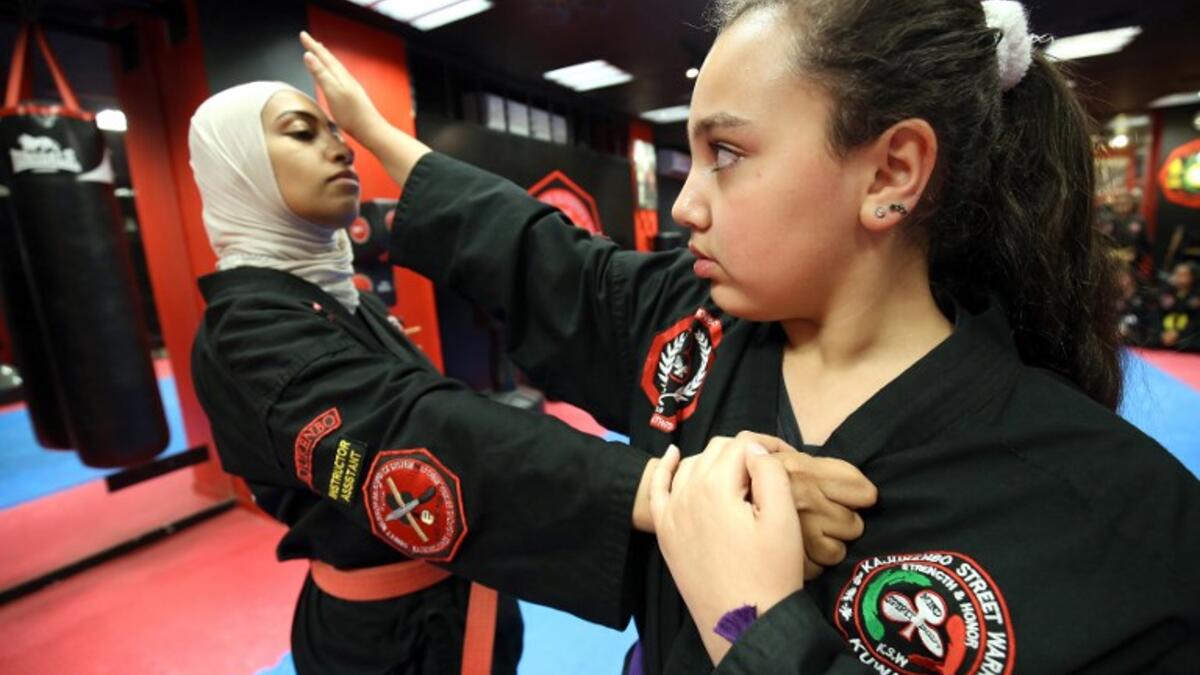 Kuwaiti Fai al-Fahad, a Kajukenbo hybrid martial art assistant-master, practises in a club in Kuwait City.
Yasser Al-Zayyat / AFP