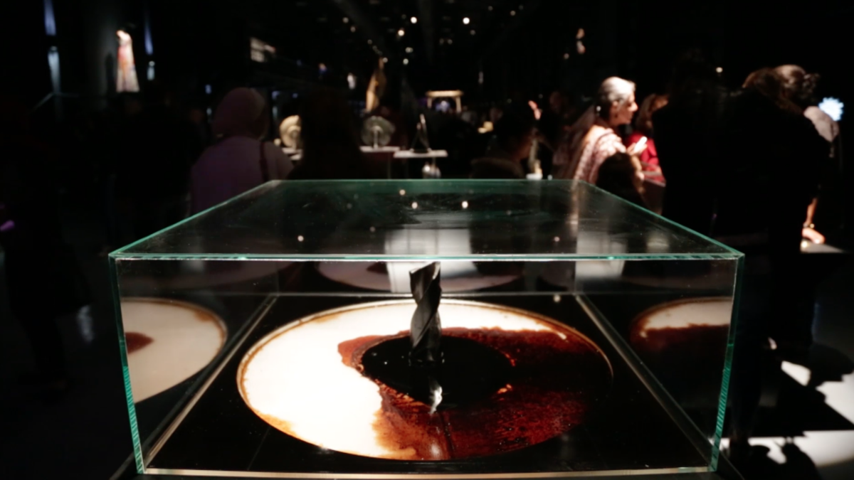 Electro-magnetic forces are used to create invisible energy, making the inanimate animate in this installation by multidisciplinary designer Hashem Joucka. (Al Bawaba/Salim Essaid)