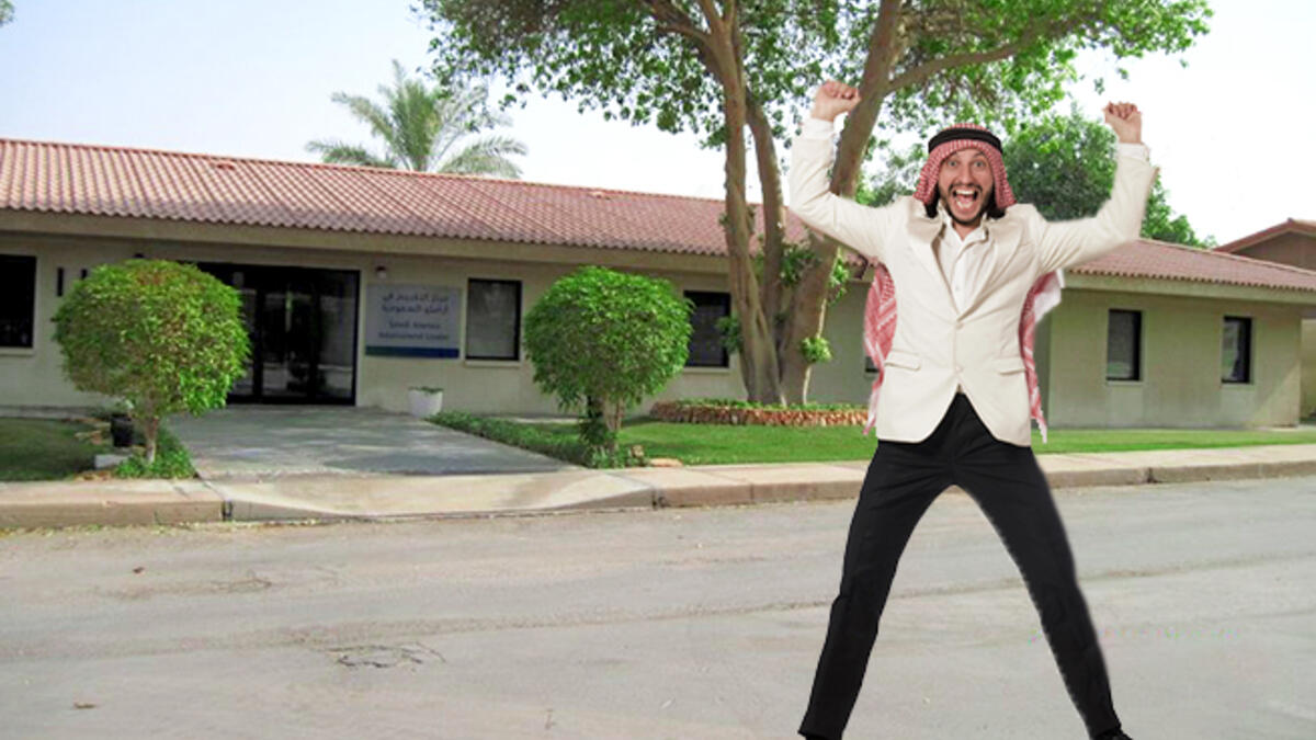 happy arab man at Aramco Compound Saudi Arabia