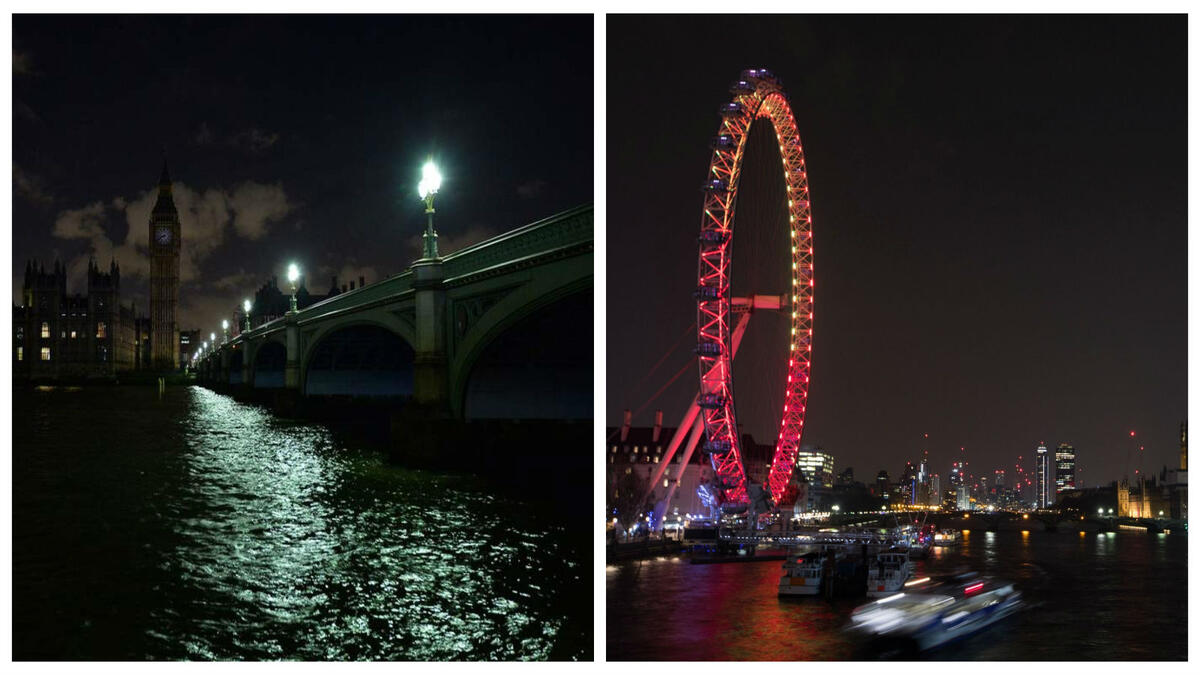 أكثر من 100 معلم في جميع أنحاء المملكة المتحدة بدءا من قصر باكنغهام إلى قلعة إدنبرة أطفأت أنوارها بمناسبة "ساعة الأرض" لهذا العام.