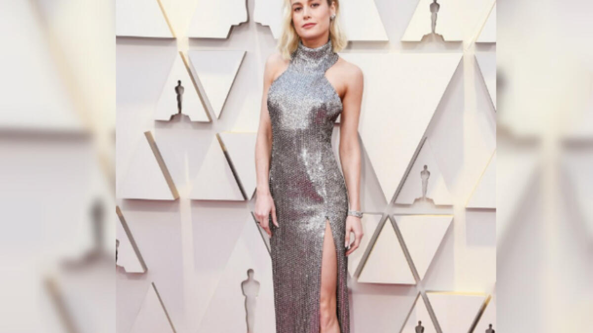 Captain Marvel’ star Brie Larson showed off a dress by Hedi Slimane
