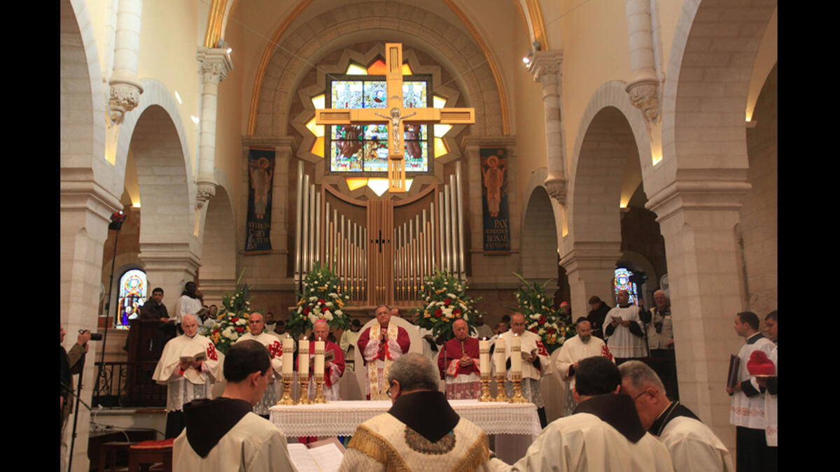 At midnight, a special mass takes place inside the Church of the Nativity, where Christian tradition says Mary gave birth to baby Jesus.