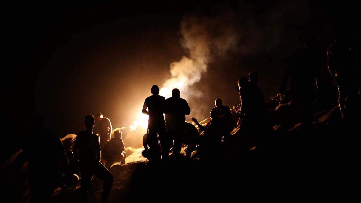 A Palestinian protesters from a group calling themselves the "night confusion units"  (Twitter)