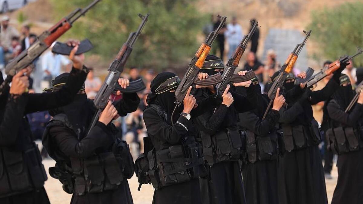 As part of the exercise the women fired shots into the sky (APA)