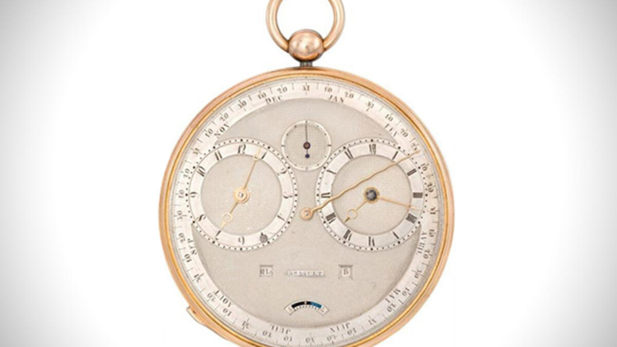 Breguet & Fils, No. 2667 Precision Stop Watch tagged at $4.7 million. This gold and platinum stopwatch sold for a mere 5000 francs in 1814 but was purchased for almost $4.6 million at an auction in 2012. (swissclassicwatches.com)