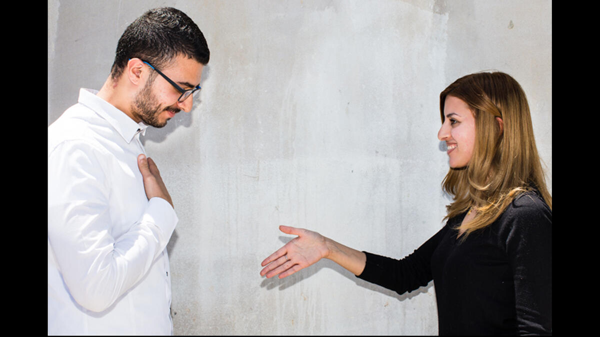 hand to chest Arabs I don't shake hands