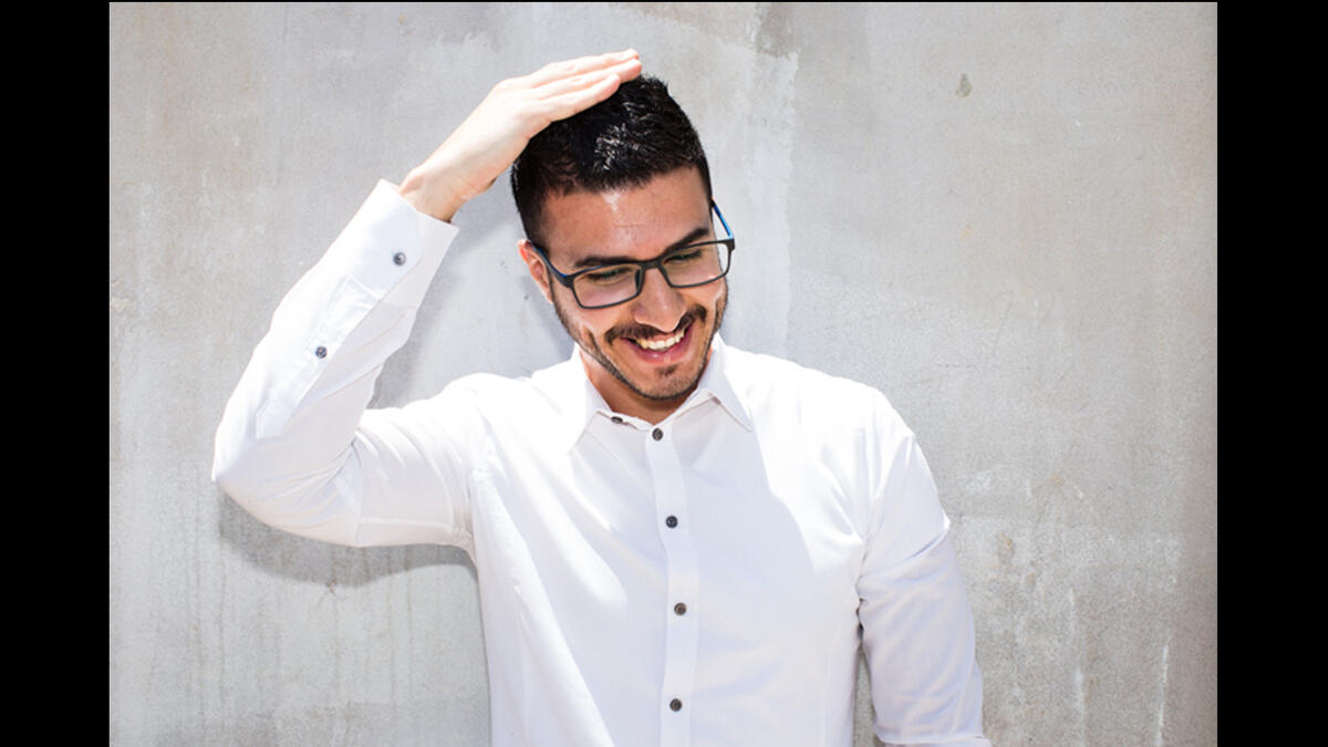 Arabic 3ala raasi sign hand on head