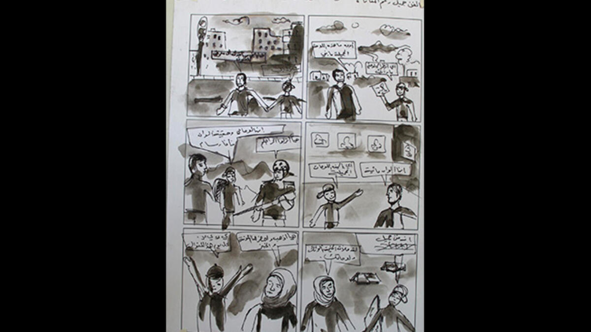 Many used the class to share stories of how they came to Zaatari, searing emotions spilled through the simple drawings.