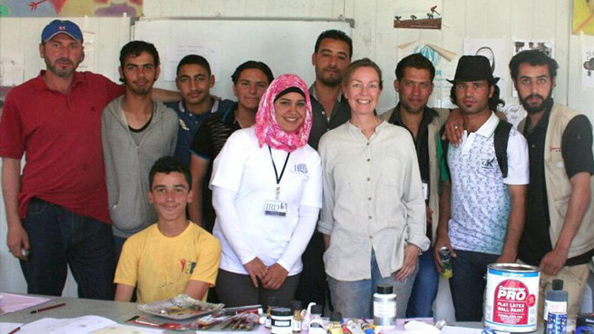 All-men classes were split between art newbies (some had never before drawn a picture!) and this crew of professionals, many of whom were art students or teachers before the Syrian conflict began. Some are members of the Fountain of Youth, a Zaatari camp art collective supported by NGO International Relief and Development.