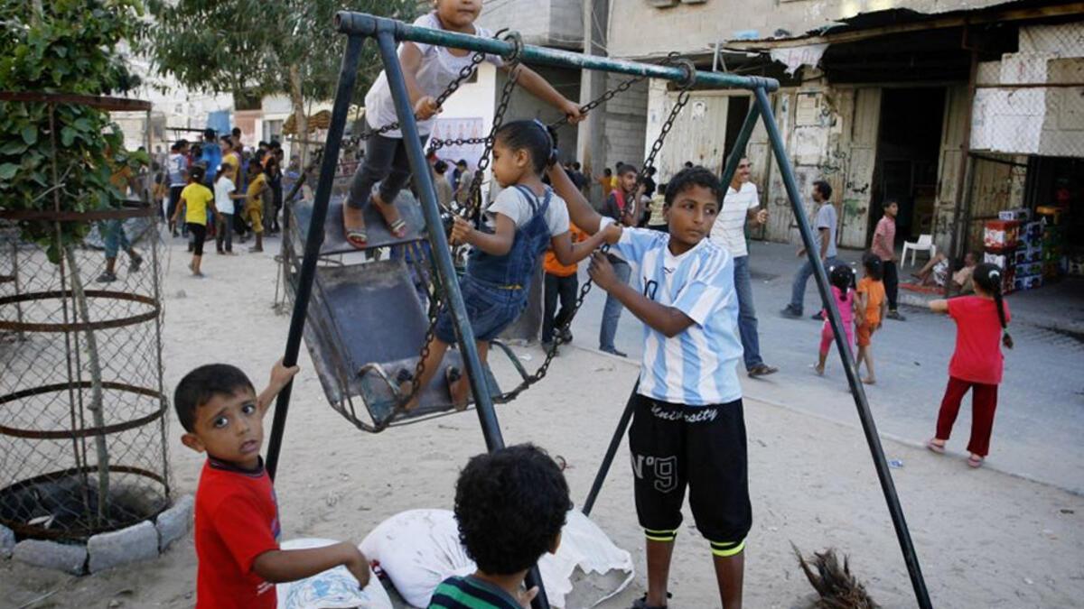 arab kids playing playground