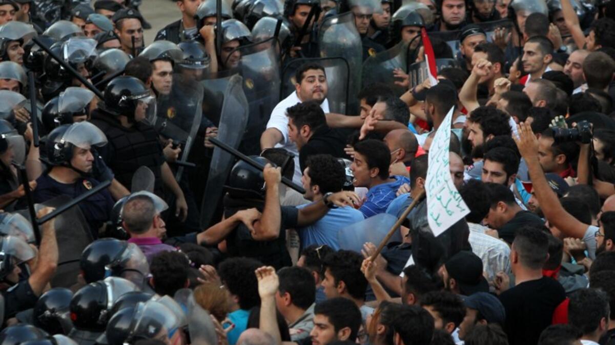 Beirut protesters riot police