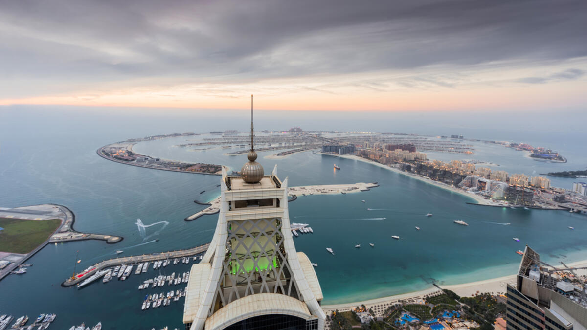 Palm Jumeirah Island, Elite Residence tower in World Tallest Tower Blocks in Dubai Marina area at evening, 380 meters (Shutterstock/File Photo)