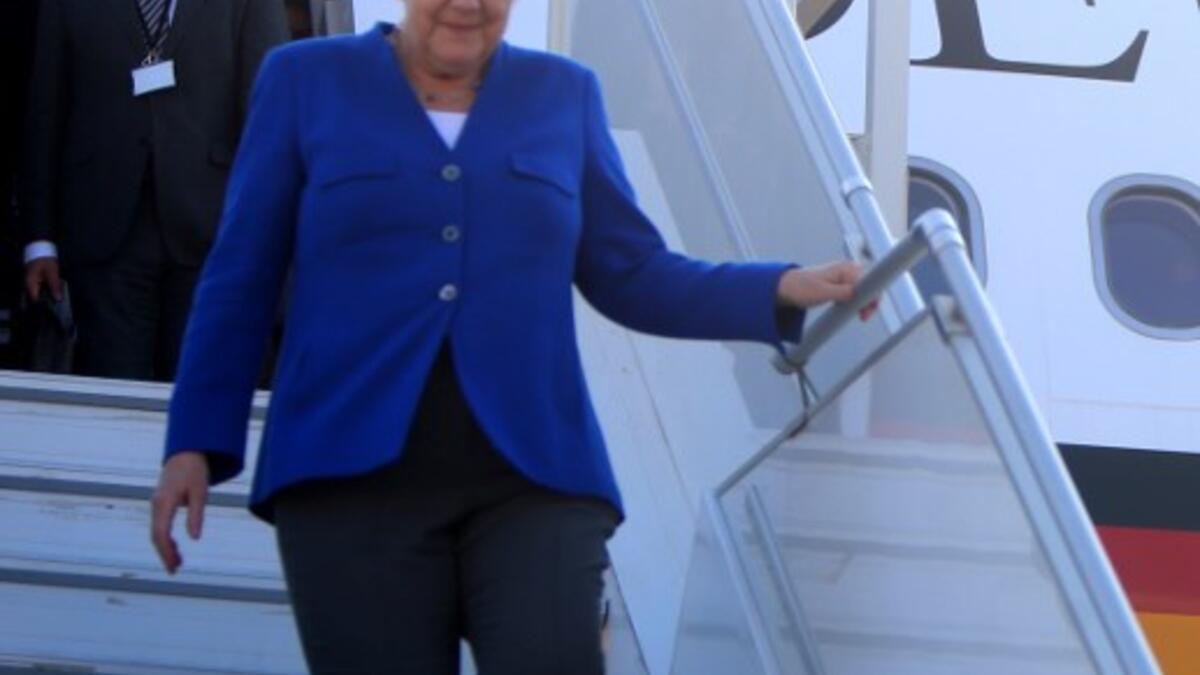 German Chancellor Angela Merkel arrives at the Beirut International Airport on June 21, 2018. 
(AFP/ Haitham Moussawi)