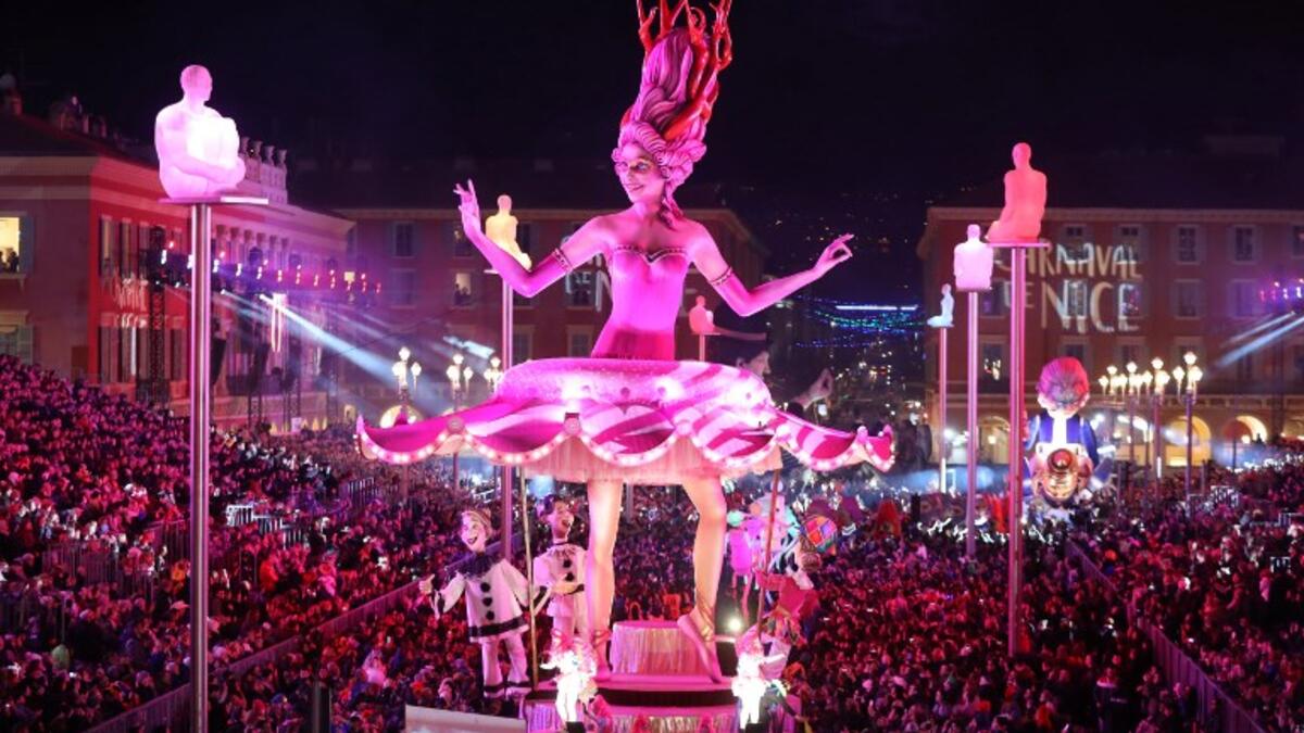 The queen's float parades during the Nice carnival parade on February 16, 2019 in Nice, southeastern France. 
VALERY HACHE / AFP