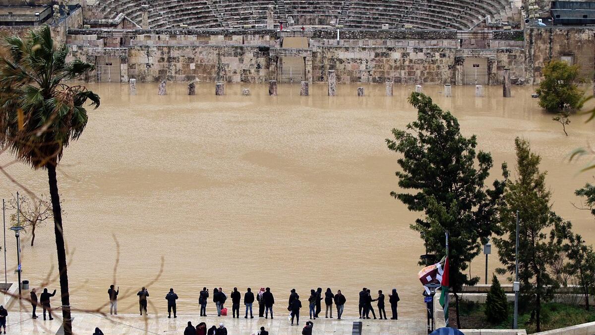 The Roman Theatre in Amman after the huge rainfalls in Jordan. ((Photo byAmjad Al-Taweel)