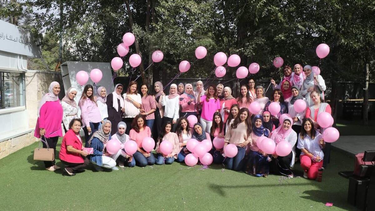 Queen Rania Academy in Jordan made an awareness campaign against breast cancer. (Twitter/QRTAJO)