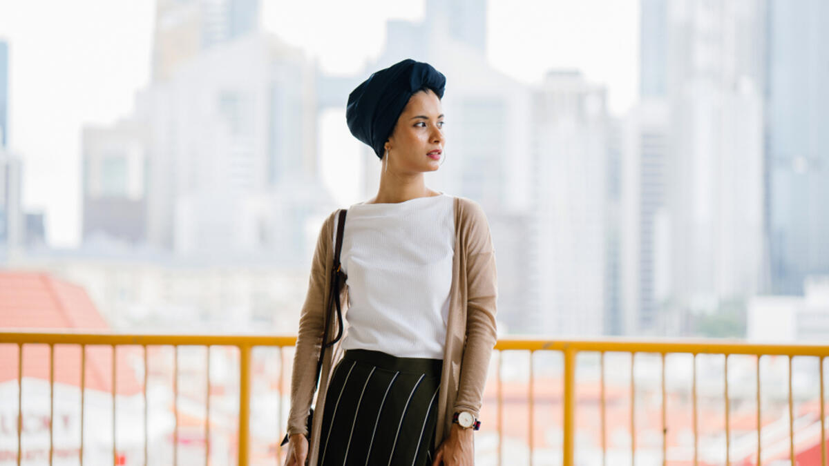 Turban, hijab is lifted up and wrapped around their heads excluding the neck, creating a turban. (Shutterstock)