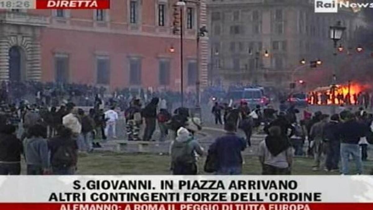 Rome: On the weekend of 'October 15th'-  given credence & official license by an eponymous Twitter hash-tag- peaceful,
ubiquitous demonstrations near the Colosseum turned ugly & riotous. As Rome went up in flames, Italians investigated
what had tipped a mass-gathering to register complaint & economic distress, into street violence by youth mobs.