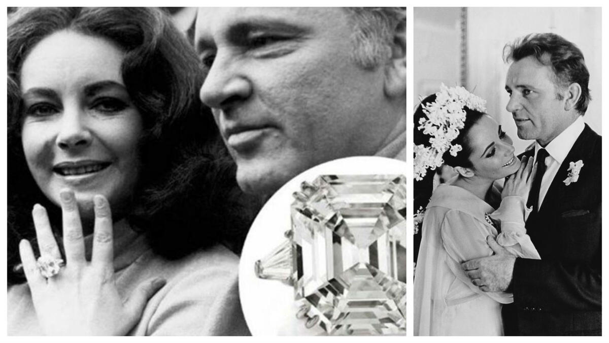 إليزابيث تايلور: يحتل خاتم الممثلة البريطانية المرتبة الأولى كأغلى خاتم، وذلك في زواجها السادس من قبل ريتشارد بورتن والذي ضمّ أكثر من 33 قيراطًا من الأحجار الكريمة، وبلغ ثمنه 8.8 ملايين دولار أميركي.