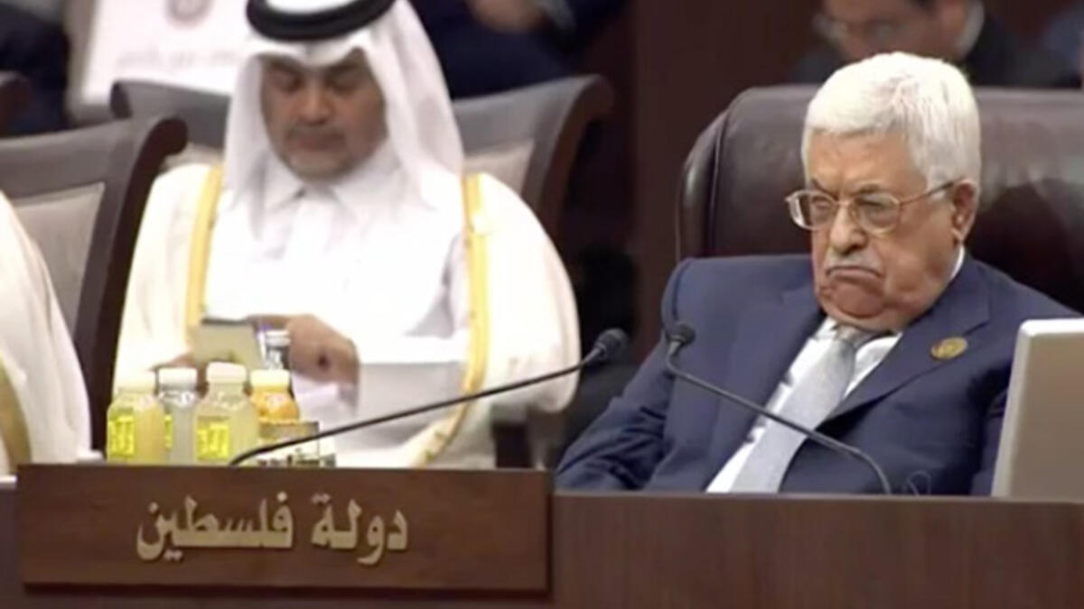 Abu Mazen shows us his game face any time someone started talking about Palestine - or maybe just a bit of indigestion?