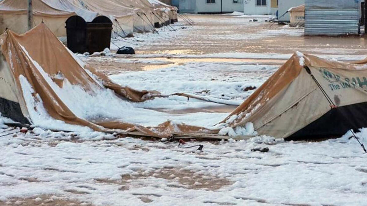 Rain and strong winds pounded Jordan’s Zaatari camp, where heavy nighttime snowfall collapsed hundreds of tents. Most of Zaatari’s refugees now live in metal caravans, better able to withstand the harsh weather elements. The slushy mess added to the misery of the camp’s residents.