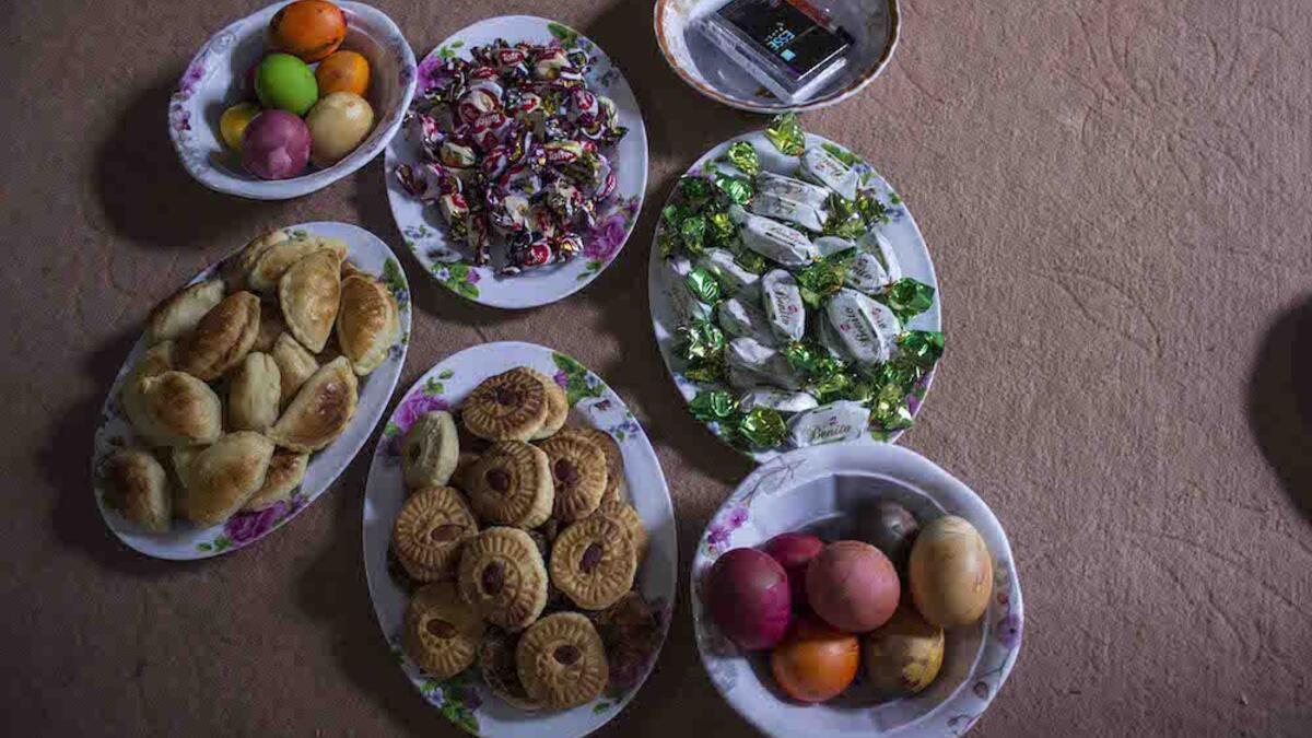Gifts offered to visitors by Yazidi families during the Red Wednesday.