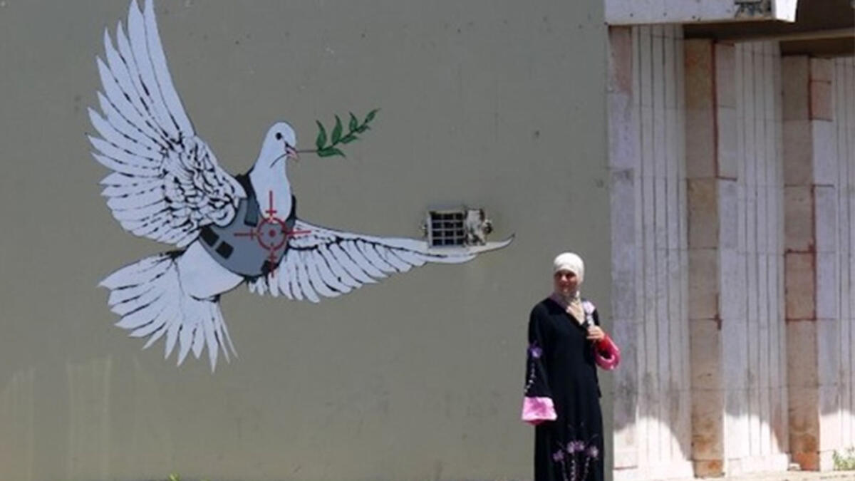 “The greatest crimes in the world are not committed by people breaking the rules but by people following the rules. It’s people who follow orders that drop bombs and massacre villages.” Another classic quote from the street artist.