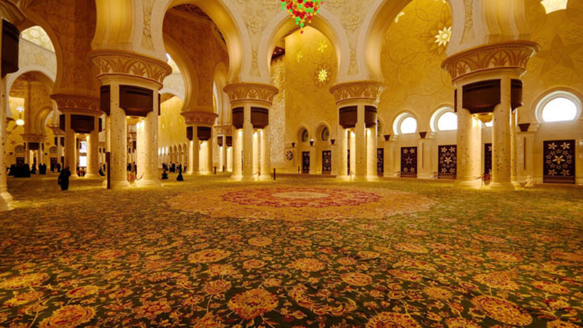 Biggest mosque carpet - The longest red carpet might be in Hollywood, but the largest mosque carpet is in the Sheikh Zayed Grand Mosque in Abu Dhabi. The UAE snatched the title from Oman in 2007 when they unrolled their 53 square foot masterpiece. This mosque also boasts the biggest chandelier and the largest dome of its kind in the world.