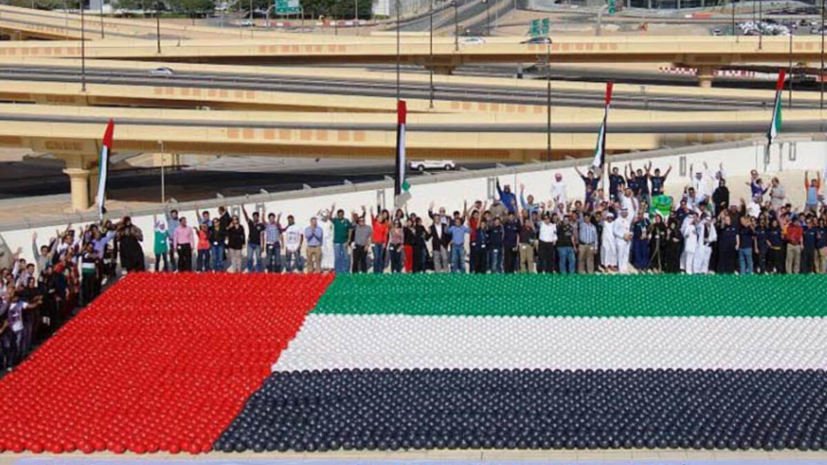 Biggest football mosaic - Did you know there was such a thing as a football mosaic? Neither did we, but the UAE decided to celebrate its 43rd National Day this November with a “flag” made out of 6,000 footballs. The mosaic measures in at 280 square meters.
