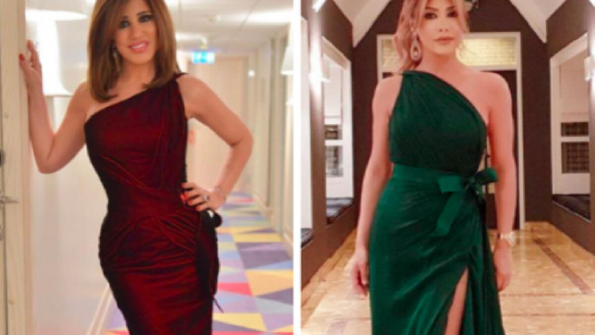 Najwa and Nawal in one shoulder colorful long dresses