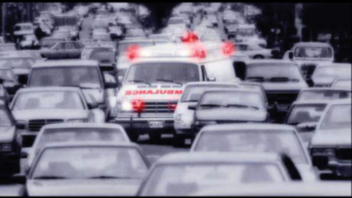 ambulance in traffic jam