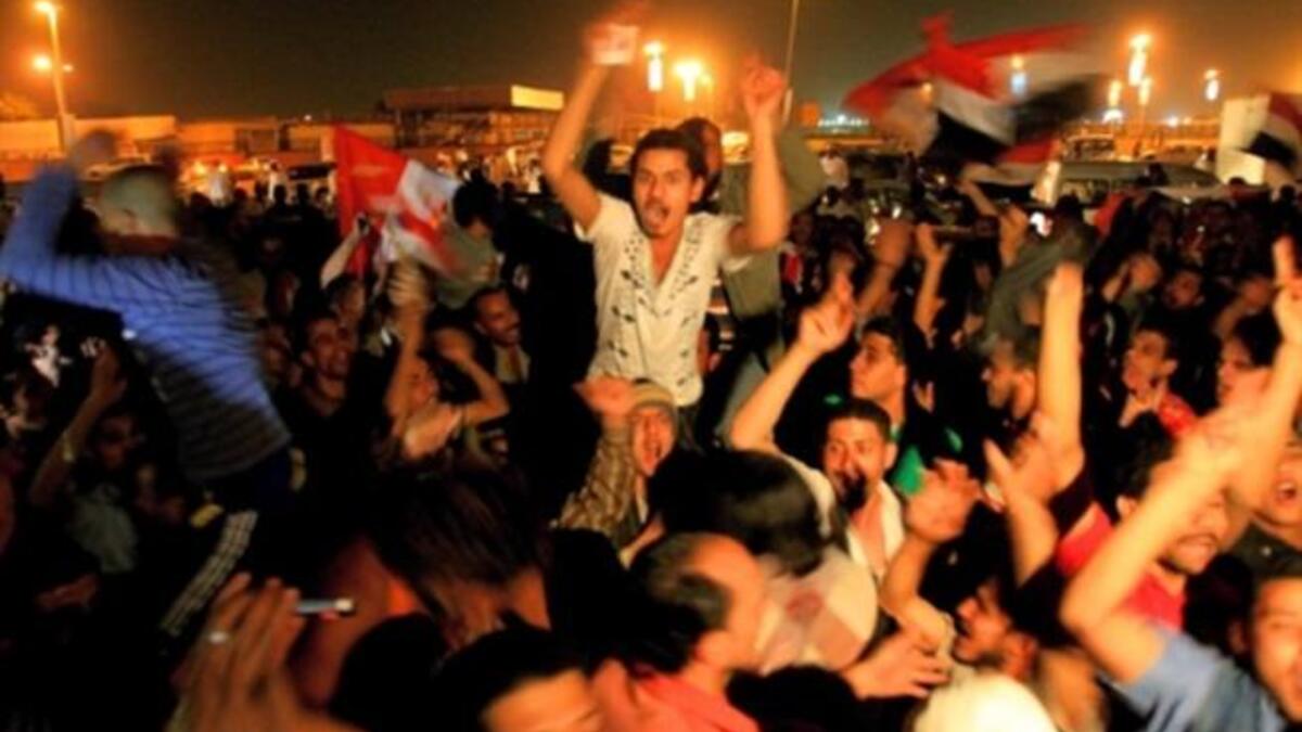 Egyptians in the Sudanni capital, Khartoum, hail the fall of Mubarak who succumbed to a series of popular protests that lasted for 18 days.