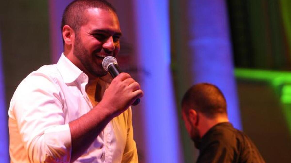 Lebanese singer Joseph Atiyah appears on stage to a sell-out audience at the Bcharre Festival in North Lebanon.