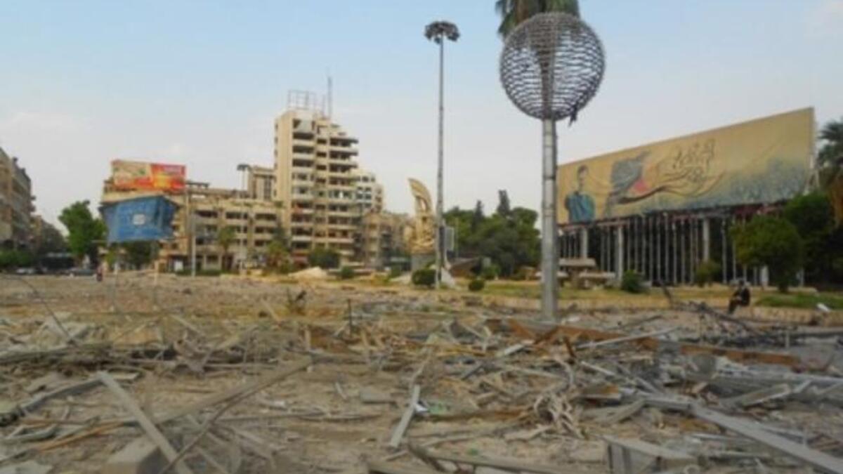 The rubble of a destroyed Saadallah al Jabri in Aleppo