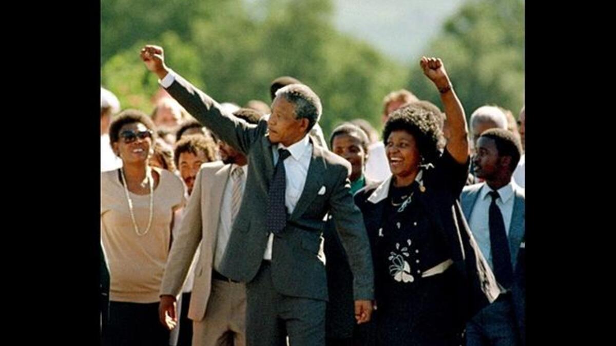 nelson mandela coming out of prison