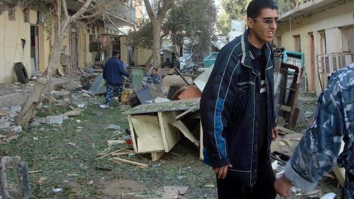 The damage that was made by a suicide bomber who rammed an ambulance packed with explosives.