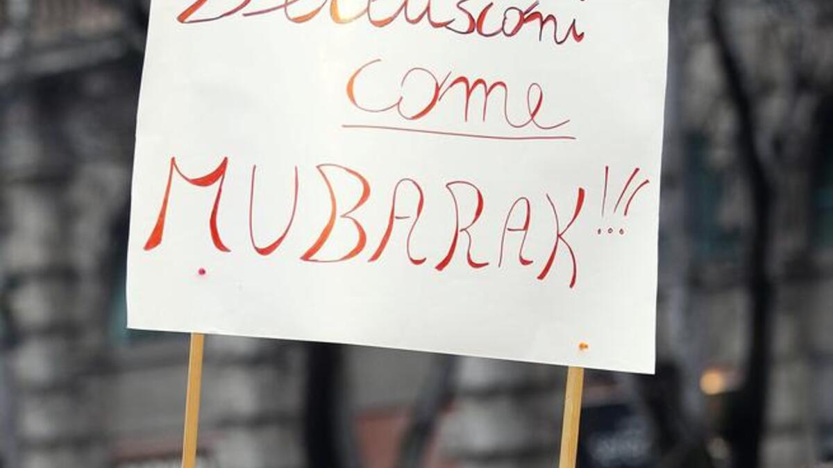 The Italian leader compared to the Egyptian leader:  Berluscone is like Mubarak.