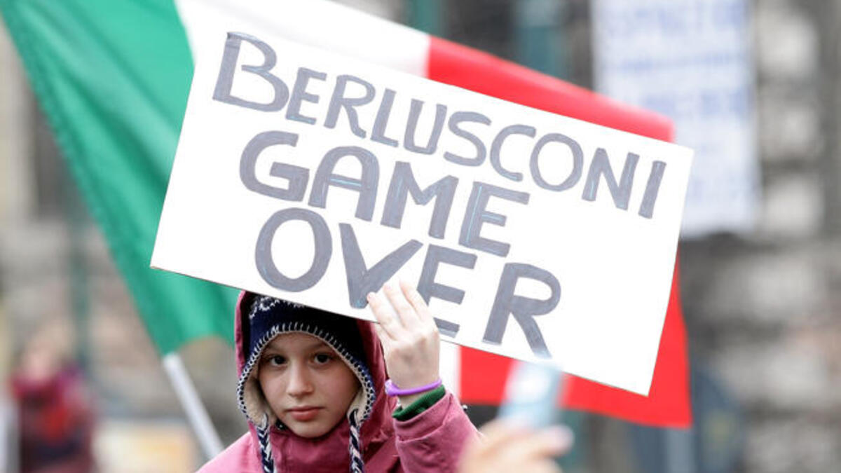 By Valentines Day Italy famed for it’s romance, was following the Arab masses in saying enough is enough and using banners to give the hint to their controversial leader: It seems they want rid of him—not much love for their leader this Valentines Day.