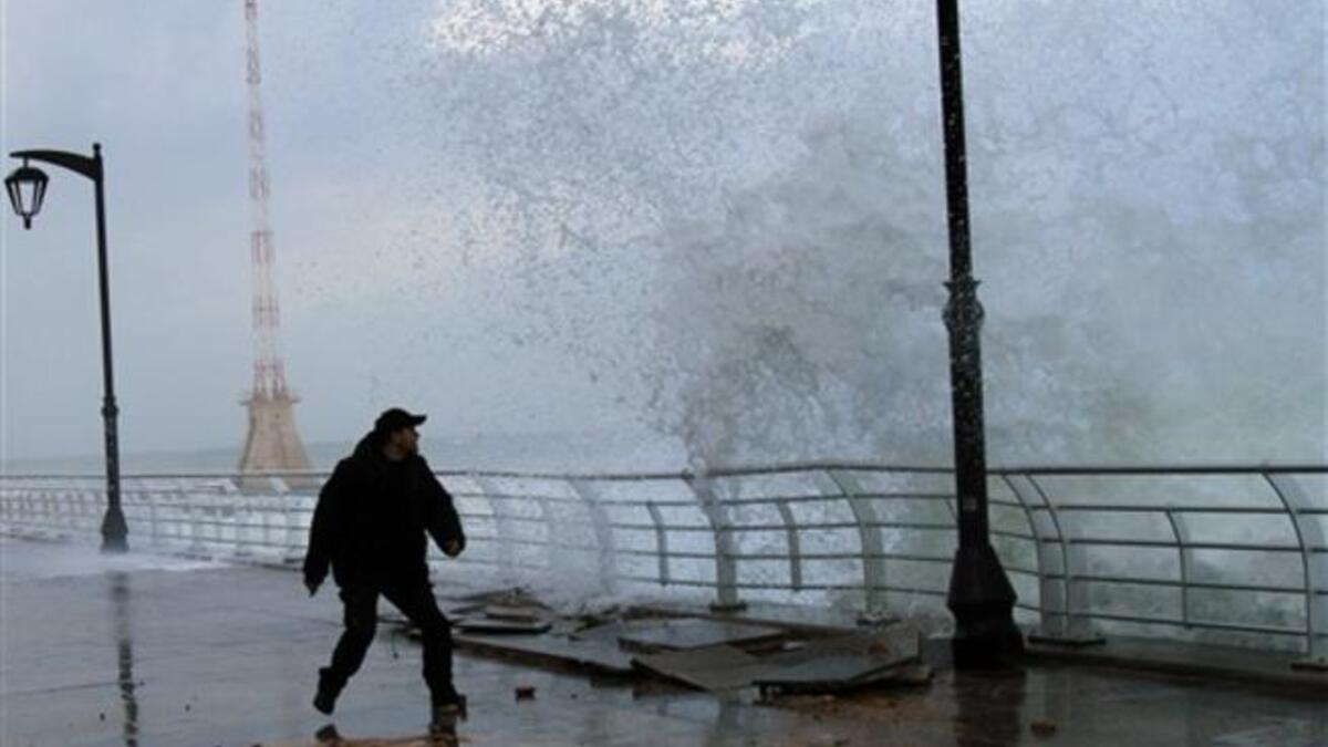 High waves hit Beirut promenades